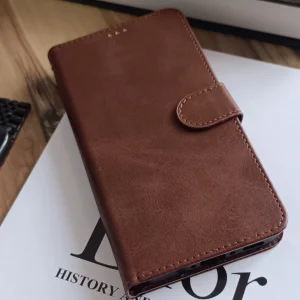 کیف چرمی موبایل مگنتی محافظ لنز دار  Samsung Galaxy A26/ A17 - عسلی