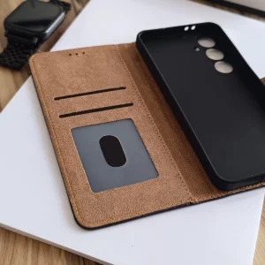 کیف چرمی موبایل مگنتی محافظ لنز دار  Samsung Galaxy S24 FE - مشکی