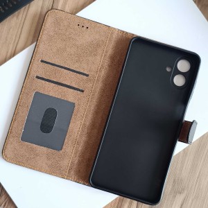 کیف چرمی موبایل مگنتی محافظ لنز دار  Samsung Galaxy A07 - مشکی