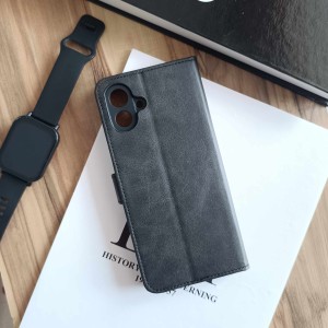 کیف چرمی موبایل مگنتی محافظ لنز دار  Samsung Galaxy S25 FE - سرمه ای