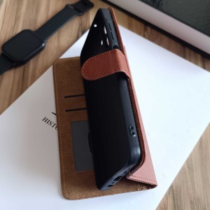 کیف چرمی موبایل مگنتی محافظ لنز دار  Samsung Galaxy A07 - سرمه ای