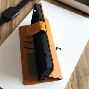 کیف چرمی موبایل مگنتی محافظ لنز دار  Samsung Galaxy A07 - قهوه ای تیره