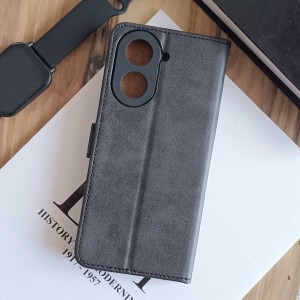 کیف چرمی موبایل مگنتی محافظ لنز دار  Samsung Galaxy A07 -  عسلی