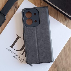 کیف چرمی موبایل مگنتی محافظ لنز دار  Xiaomi Redmi 15C  - مشکی