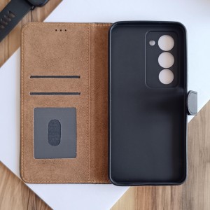 کیف چرمی موبایل مگنتی محافظ لنز دار  Xiaomi Redmi 15C  - سرمه ای