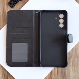 کیف چرمی موبایل مگنتی محافظ لنز دار  Samsung Galaxy S25 FE - قهوه ای