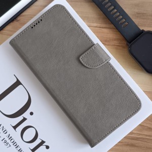 کیف چرمی موبایل مگنتی محافظ لنز دار  Honor 400 Lite - طوسی