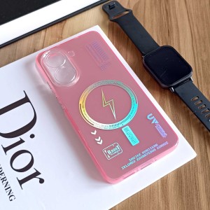 قاب SO COOL طرح مگ سیف هولوگرامی RT محافظ لنز شفاف Xiaomi Poco X7 Pro - صورتی