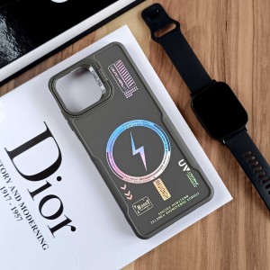 قاب Case Pro لنز استند شو طرح Magsafe مناسب Samsung Galaxy A06 - خاکستری