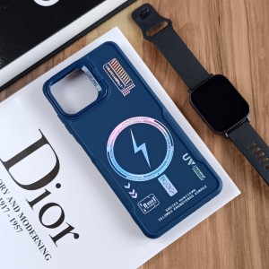 قاب Case Pro لنز استند شو طرح Magsafe مناسب Samsung Galaxy A06 - سرمه ای