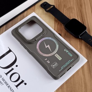 قاب Case Pro لنز استند شو طرح Magsafe مناسبXiaomi Redmi Note 14 Pro Plus 5G / Redmi Note 14 Pro 5G / Poco X7 - خاکستری