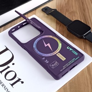 قاب Case Pro لنز استند شو طرح Magsafe مناسب Xiaomi Redmi Note 14s / Note 13 Pro 4G / M6 Pro 4G  - بنفش