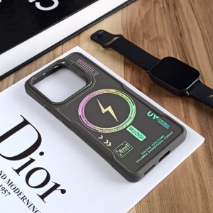 قاب Case Pro لنز استند شو طرح Magsafe مناسب Xiaomi Redmi Note 14 4G  - خاکستری