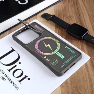 قاب Case Pro لنز استند شو طرح Magsafe مناسب Xiaomi Redmi Note 14 4G  - خاکستری