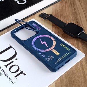 قاب Case Pro لنز استند شو طرح Magsafe مناسب Xiaomi Redmi Note 14 4G  - سرمه ای