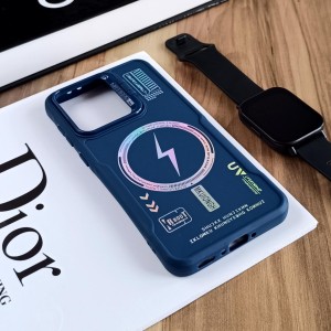 قاب Case Pro لنز استند شو طرح Magsafe مناسب Samsung Galaxy A55  - سرمه ای