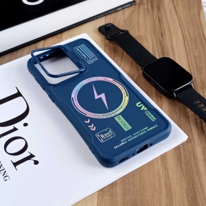 قاب Case Pro لنز استند شو طرح Magsafe مناسب Samsung Galaxy A55  - سرمه ای