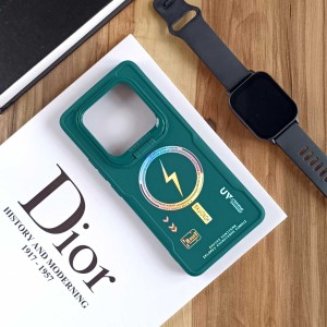 قاب Case Pro لنز استند شو طرح Magsafe مناسب Xiaomi Note 14 Pro 4G  - خاکستری