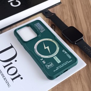 قاب Case Pro لنز استند شو طرح Magsafe مناسب Samsung Galaxy A55  - سرمه ای