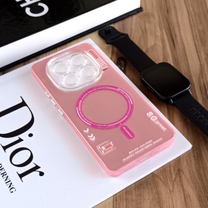 قاب SO COOL طرح مگ سیف هولوگرامی UV محافظ لنز شفاف مناسب Xiaomi Redmi Note 14 pro Plus / Redmi Note 14 Pro 5G- صورتی