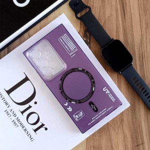 قاب SO COOL طرح مگ سیف هولوگرامی UV محافظ لنز شفاف مناسب Samsung Galaxy S24 Ultra- بنفش