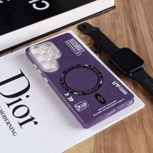 قاب SO COOL طرح مگ سیف هولوگرامی UV محافظ لنز شفاف مناسب Samsung Galaxy S25 Ultra- بنفش