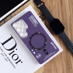 قاب SO COOL طرح مگ سیف هولوگرامی UV محافظ لنز شفاف مناسب Samsung Galaxy S25 Ultra- بنفش