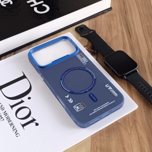 قاب SO COOL طرح مگ سیف هولوگرامی UV محافظ لنز شفاف مناسب Apple Iphone 17 Pro Max - آبی