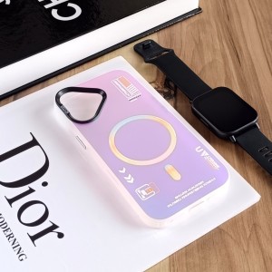 قاب SO COOL طرح مگ سیف هولوگرامی UV محافظ لنز شفاف مناسب Samsung Galaxy S24 Ultra- هفت رنگ