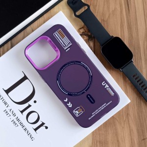 قاب SO COOL طرح مگ سیف هولوگرامی UV محافظ لنز شفاف مناسب Apple Iphone 16 Pro Max- بنفش