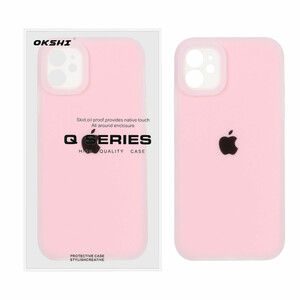 قاب Q Series سیلیکونی پاستیلی Apple iPhone 12 - صورتی روشن (پک دار)