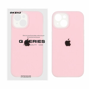 قاب Q Series سیلیکونی پاستیلی Apple iPhone 15 - صورتی روشن (پک دار)