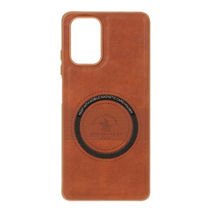 قاب طرح چرم Santa Barbara مگ سیف فلزی Xiaomi Redmi Note 10 4G / Redmi Note 10S / Poco M5S - قهوه ای