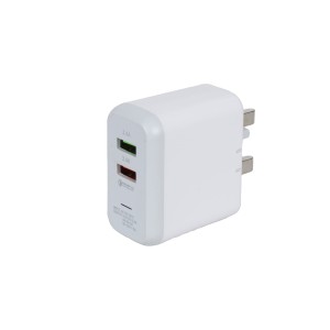 شارژر دیواری فست دو پورت JBQ مدل F-2USB 18W همراه با کابل آیفون - سفید (گارانتی یکساله رصاصی)