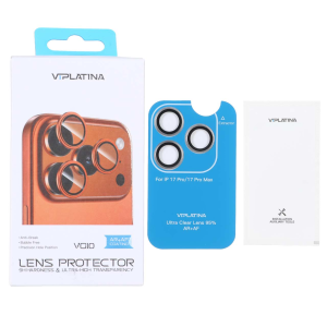 محافظ لنز رینگی اورجینال VIPLATINA شابلون دار Apple iPhone 17 Pro Max / 17 Pro - خاکستری (پک دار)