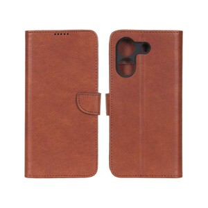 کیف چرمی موبایل مگنتی محافظ لنزدار KRF مدل Xiaomi Poco M7 Pro 5G - قهوه ای