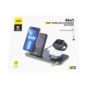 شارژر وایرلس چهار کاره  JBQ مدل WLC-31 - مشکی (گارانتی یکساله رصاصی)