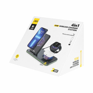 شارژر وایرلس چهار کاره  JBQ مدل WLC-31 - مشکی (گارانتی یکساله رصاصی)