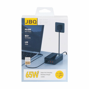 شارژر دیواری 65W فست و PD چهار پورت JBQ مدل A4808Q - مشکی (گارانتی یکساله رصاصی)