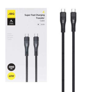 کابل شارژ 3 متری فست JBQ Type-C To Type-C مدل CA-3010CC 60W - مشکی (گارانتی یکساله رصاصی)