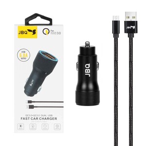 شارژر فندکی فست دو پورت JBQ مدل CC-D5 18W همراه با کابل اندروید - مشکی (گارانتی یکساله رصاصی)