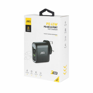 شارژر دیواری فست و PD دو پورت JBQ مدل HC-745 45W - سفید (گارانتی یکساله رصاصی)