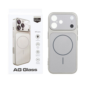 قاب اورجینال AG Glass محافظ لنز برجسته شیشه ای Magsafe مدل Apple iPhone 17 - خاکستری