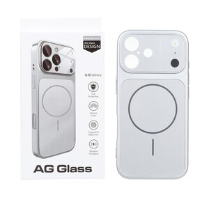 قاب اورجینال AG Glass محافظ لنز برجسته شیشه ای Magsafe مدل Apple iPhone 17 - نقره ای