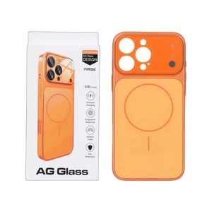 قاب اورجینال AG Glass محافظ لنز برجسته شیشه ای Magsafe مدل Apple iPhone 16 Pro Max - نارنجی