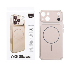 قاب اورجینال AG Glass محافظ لنز برجسته شیشه ای Magsafe مدل Apple iPhone 13 / iPhone 14 - رزگلد