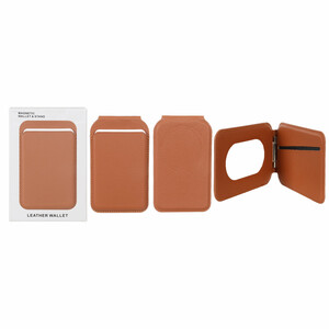 جاکارتی چرمی Magsafe اپل Leather Wallet استند شو - عسلی (پک دار) - NTC