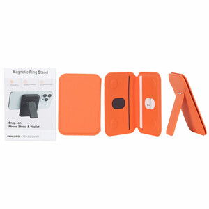 جاکارتی چرمی Magsafe اپل Leather Wallet استند شو - نارنجی (پک دار)