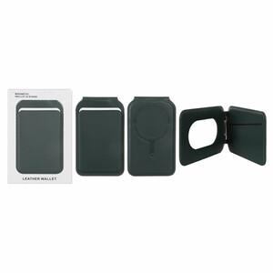 جاکارتی چرمی Magsafe اپل Leather Wallet استند شو - سبز تیره (پک دار) - NTC
