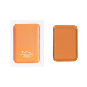 جاکارتی چرمی Magsafe اپل Leather Wallet آی سی دار Apple iphone 12 / 13 / 14 / 15 / 16 - عسلی (پک دار)